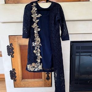 Traditional Indian two piece set, navy and gold